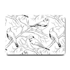 Birds Hand Drawn Outline Black And White Vintage Ink Small Doormat  by genx