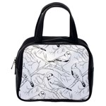 Birds Hand drawn Outline Black And White Vintage ink Classic Handbag (Two Sides) Back