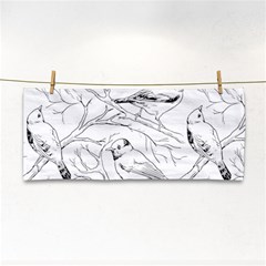 Birds Hand Drawn Outline Black And White Vintage Ink Hand Towel by genx