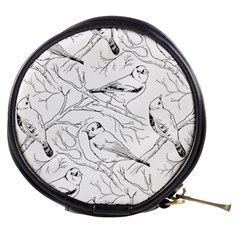 Birds Hand Drawn Outline Black And White Vintage Ink Mini Makeup Bag by genx