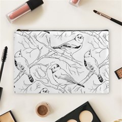 Birds Hand Drawn Outline Black And White Vintage Ink Cosmetic Bag (large) by genx