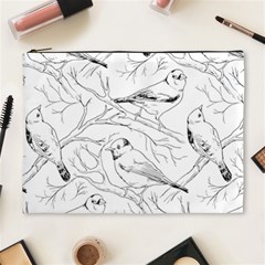 Birds Hand Drawn Outline Black And White Vintage Ink Cosmetic Bag (xl) by genx