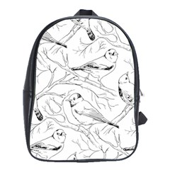 Birds Hand Drawn Outline Black And White Vintage Ink School Bag (large) by genx