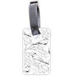 Birds Hand drawn Outline Black And White Vintage ink Luggage Tags (Two Sides) Back