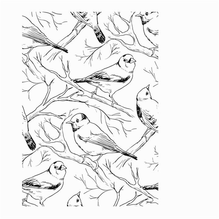 Birds Hand drawn Outline Black And White Vintage ink Large Garden Flag (Two Sides)