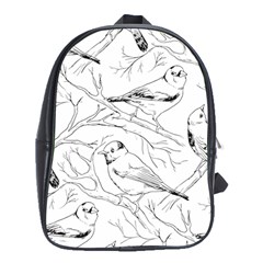 Birds Hand Drawn Outline Black And White Vintage Ink School Bag (xl) by genx