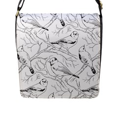 Birds Hand Drawn Outline Black And White Vintage Ink Flap Closure Messenger Bag (l) by genx