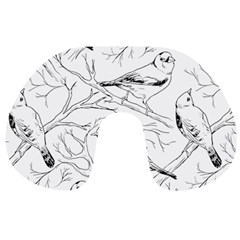 Birds Hand Drawn Outline Black And White Vintage Ink Travel Neck Pillows by genx