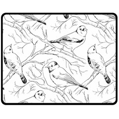 Birds Hand Drawn Outline Black And White Vintage Ink Double Sided Fleece Blanket (medium)  by genx