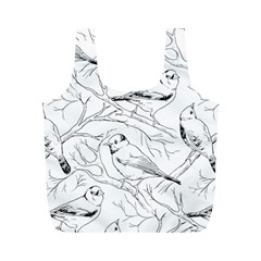 Birds Hand Drawn Outline Black And White Vintage Ink Full Print Recycle Bag (m) by genx