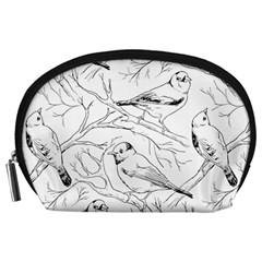 Birds Hand Drawn Outline Black And White Vintage Ink Accessory Pouch (large) by genx