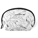 Birds Hand drawn Outline Black And White Vintage ink Accessory Pouch (Large) Back