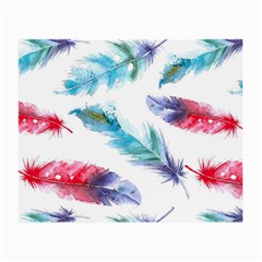 Feathers Boho Style Purple Red And Blue Watercolor Small Glasses Cloth (2-side) by genx