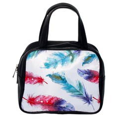 Feathers Boho Style Purple Red And Blue Watercolor Classic Handbag (one Side) by genx