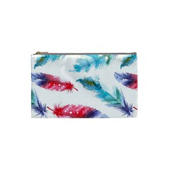 Feathers Boho Style Purple Red And Blue Watercolor Cosmetic Bag (small) by genx