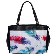 Feathers Boho Style Purple Red And Blue Watercolor Oversize Office Handbag by genx