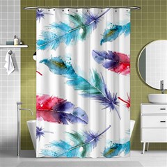 Feathers Boho Style Purple Red And Blue Watercolor Shower Curtain 48  X 72  (small)  by genx