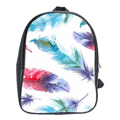 Feathers Boho Style Purple Red And Blue Watercolor School Bag (xl) by genx