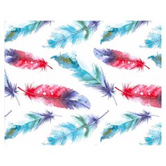 Feathers Boho Style Purple Red And Blue Watercolor Double Sided Flano Blanket (medium)  by genx