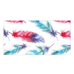 Feathers Boho Style Purple Red And Blue Watercolor Satin Shawl by genx