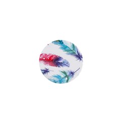 Feathers Boho Style Purple Red And Blue Watercolor 1  Mini Buttons by genx