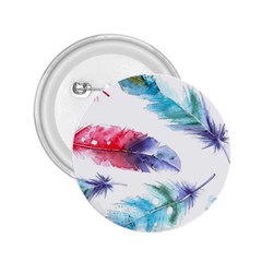 Feathers Boho Style Purple Red And Blue Watercolor 2 25  Buttons by genx