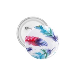 Feathers Boho Style Purple Red And Blue Watercolor 1 75  Buttons by genx