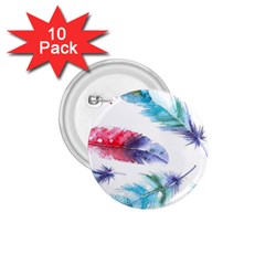 Feathers Boho Style Purple Red And Blue Watercolor 1 75  Buttons (10 Pack) by genx