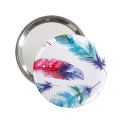 Feathers Boho Style Purple Red And Blue Watercolor 2 25  Handbag Mirrors by genx