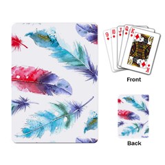 Feathers Boho Style Purple Red And Blue Watercolor Playing Cards Single Design by genx