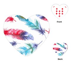 Feathers Boho Style Purple Red And Blue Watercolor Playing Cards (heart) by genx