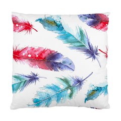 Feathers Boho Style Purple Red And Blue Watercolor Standard Cushion Case (one Side) by genx