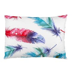 Feathers Boho Style Purple Red And Blue Watercolor Pillow Case