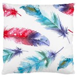 Feathers Boho Style Purple Red and Blue Watercolor Large Cushion Case (One Side) Front