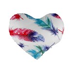 Feathers Boho Style Purple Red and Blue Watercolor Standard 16  Premium Heart Shape Cushions Front