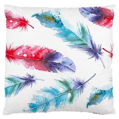 Feathers Boho Style Purple Red And Blue Watercolor Standard Flano Cushion Case (two Sides) by genx