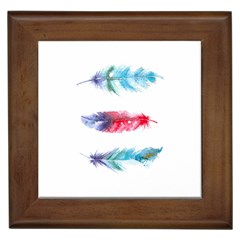 Feathers Boho Style Purple Red And Blue Watercolor Framed Tiles by genx