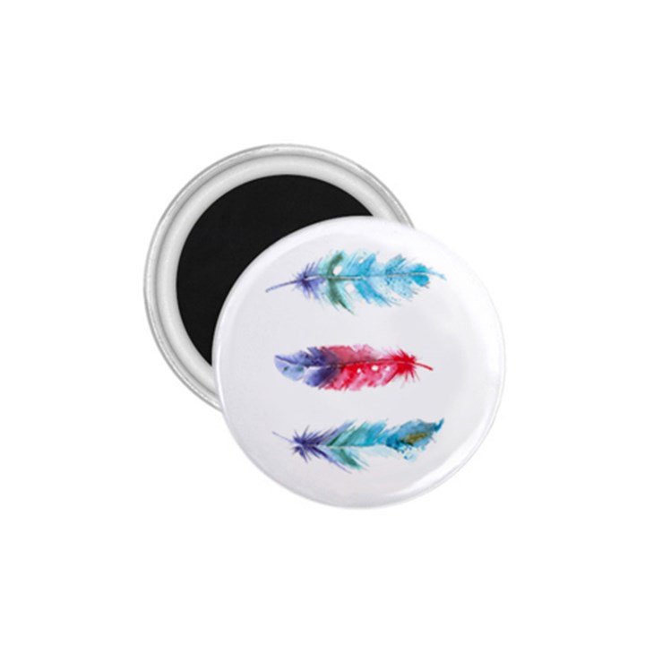 Feathers Boho Style Purple Red and Blue Watercolor 1.75  Magnets