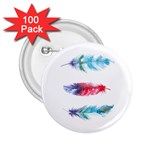 Feathers Boho Style Purple Red and Blue Watercolor 2.25  Buttons (100 pack)  Front