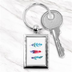 Feathers Boho Style Purple Red And Blue Watercolor Key Chains (rectangle)  by genx