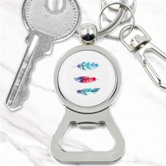 Feathers Boho Style Purple Red And Blue Watercolor Bottle Opener Key Chains by genx