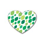 Leaves Green Modern Pattern Naive retro leaf organic Rubber Coaster (Heart)  Front