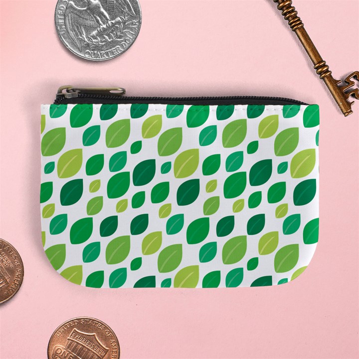 Leaves Green Modern Pattern Naive retro leaf organic Mini Coin Purse