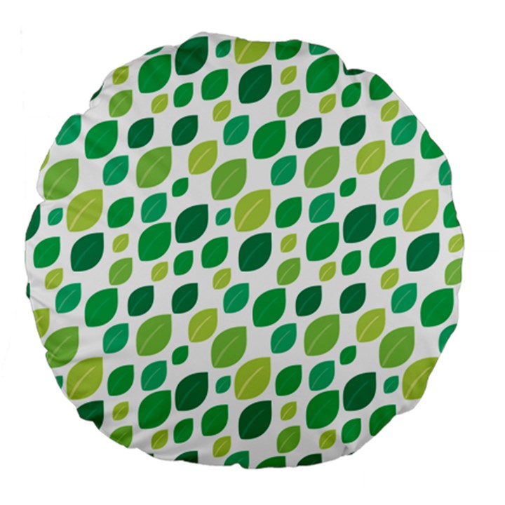 Leaves Green Modern Pattern Naive retro leaf organic Large 18  Premium Flano Round Cushions