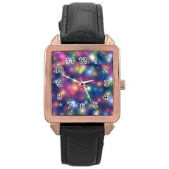 Abstract Background Graphic Space Rose Gold Leather Watch 