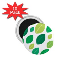 Leaves Green Modern Pattern Naive Retro Leaf Organic 1 75  Magnets (10 Pack)  by genx