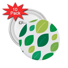 Leaves Green Modern Pattern Naive Retro Leaf Organic 2 25  Buttons (10 Pack)  by genx