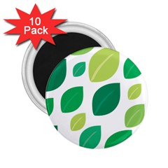 Leaves Green Modern Pattern Naive Retro Leaf Organic 2 25  Magnets (10 Pack)  by genx