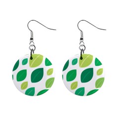 Leaves Green Modern Pattern Naive Retro Leaf Organic Mini Button Earrings by genx