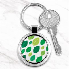 Leaves Green Modern Pattern Naive Retro Leaf Organic Key Chains (round)  by genx